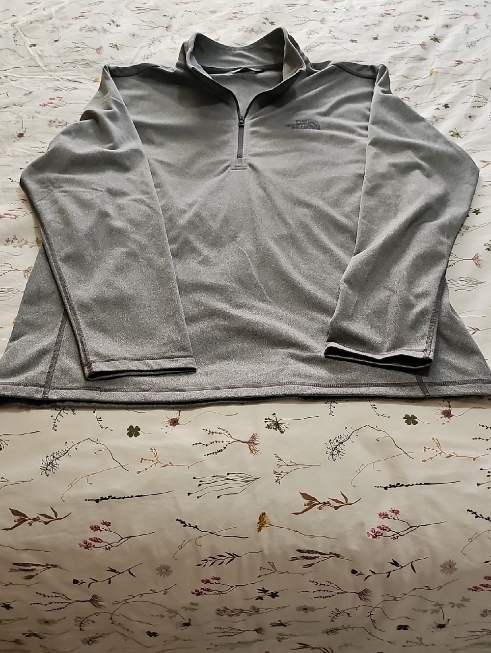 The North Face Mens Light Gray Quarter-Zip Fleece Pullover Size XL